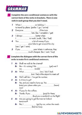 zero and first conditional