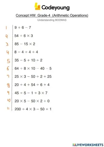 LO2 Understanding BODMAS Concept HW