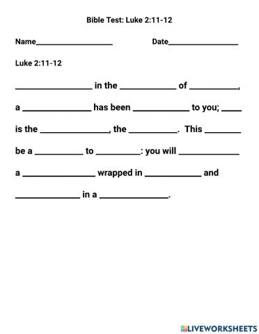 Bible Test Luke 2:11-12