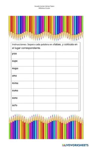 División de sílabas