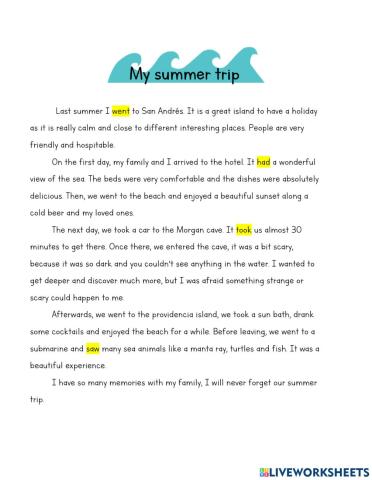 My summer trip (Past tense)