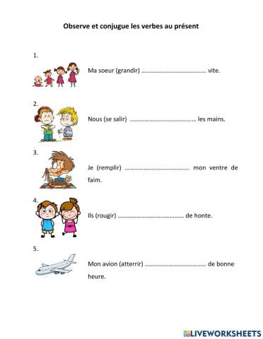 Le présent des verbes du 2e groupe