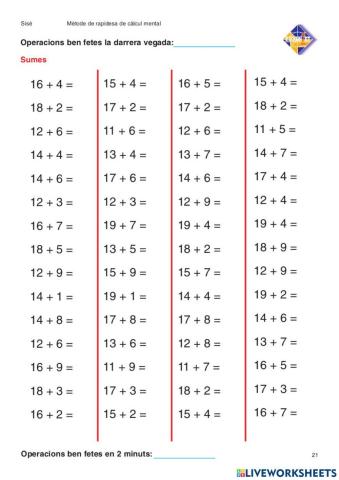 Velocitat Sumes Quinzet 6è