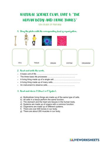 Examen science unit 1