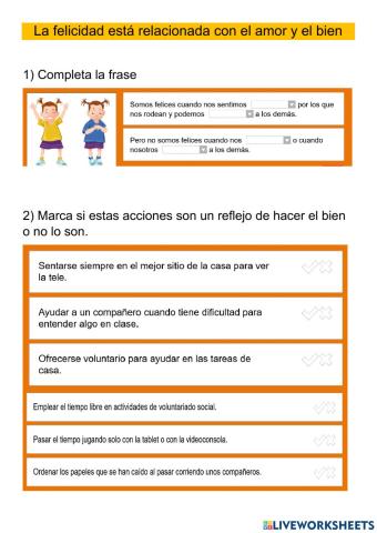 La felicidad está relacionada con el amor y el bien