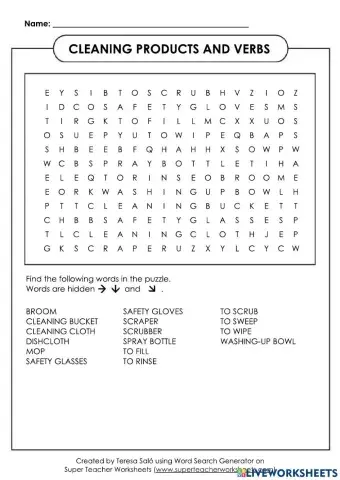 Cleaning Products and verbs