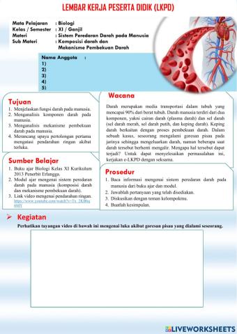 Komponen darah dan mekanisme pembekuan darah