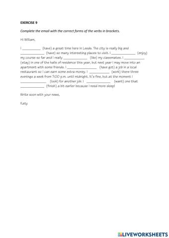 IE0, Unit 3, Grammar and Vocabulary, Exercise 9