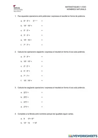 Operacions potencies