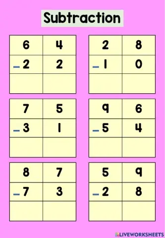 Two-Digit Subtraction Without Regrouping
