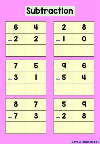 Two-Digit Subtraction Without Regrouping