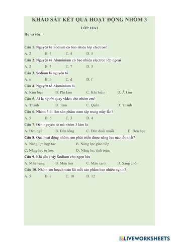 Khảo sát hoạt động nhóm 3