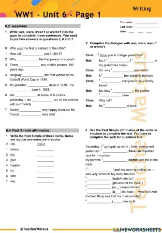 WW1 - Unit 6 - Page 1
