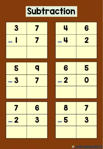 2-Digit Subtraction Without Regrouping