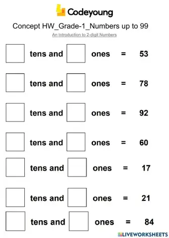 An Introduction to 2-digit Numbers-HW