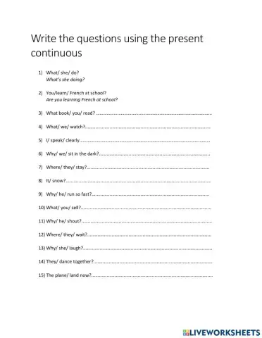 Questions- Present Continuous