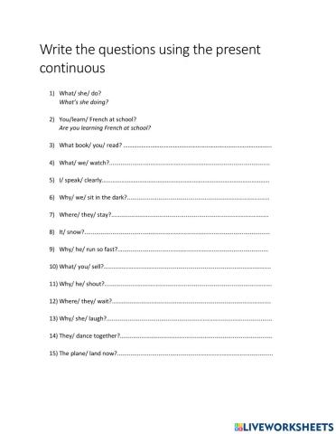 Questions- Present Continuous