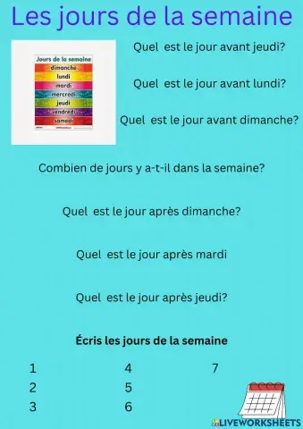 Les jours de la semaine