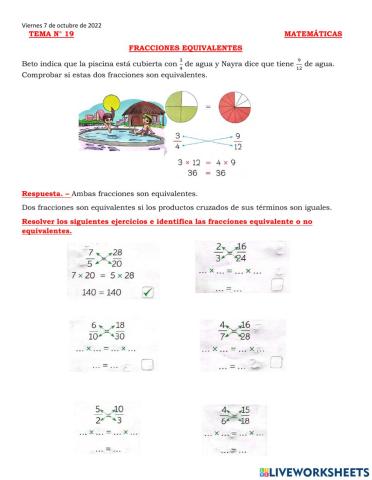 Fracciones equivalentes