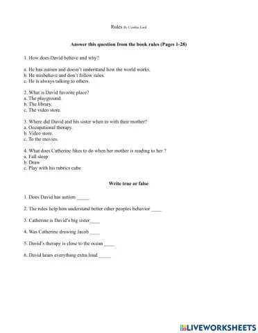 Rules By Cynthia Lord