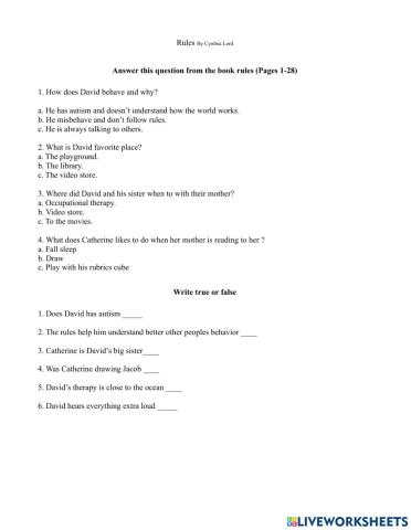 Rules By Cynthia Lord