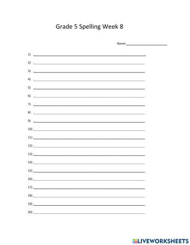 Spelling Test Week 8