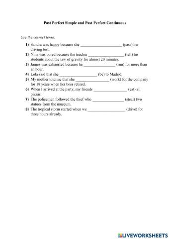 Past Perfect Simple and Past Perfect Continuous