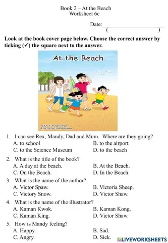 6c Book Cover Worksheet