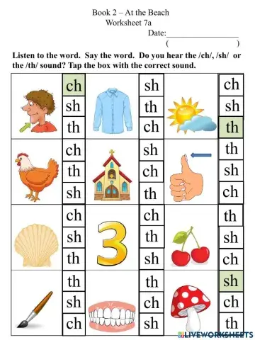 Ch Sh Th worksheet