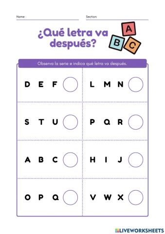 ABECEDARIO - qué letra va después
