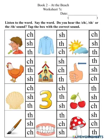 7c Ch Sh Th Worksheet