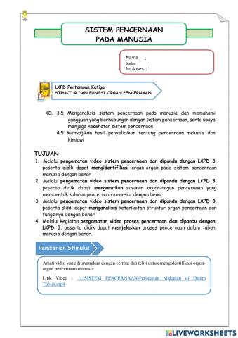 LKPD Sistem Pencernaan