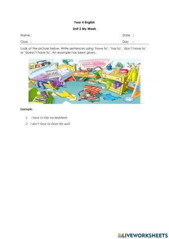 'Have to' 'Has to' 'Don't have to' 'Doesn't have to'