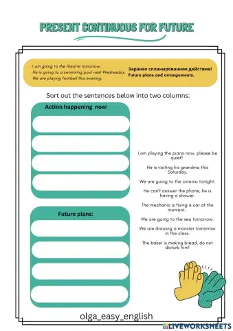 Present continuous for Future Plans