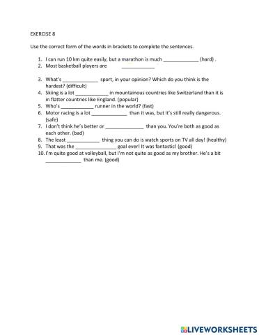 IE1, Unit 6, Vocab and grammar, Exercise 8