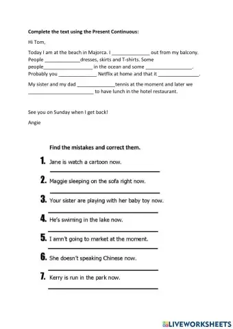 Present Continuous Text