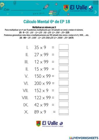 Cálculo Mental 6º de EP 18