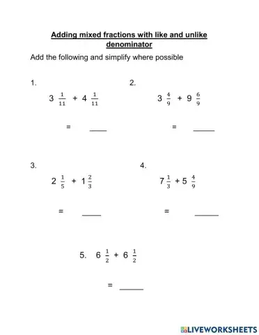 Adding mixed fractions