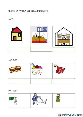 Scrivi la parola nel riquadro giusto