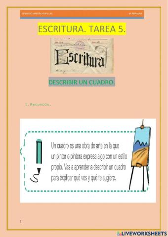 Escritura. Tarea 5. 6º.