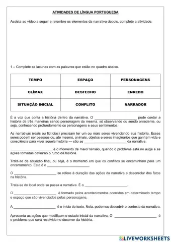 Elementos de uma narrativa