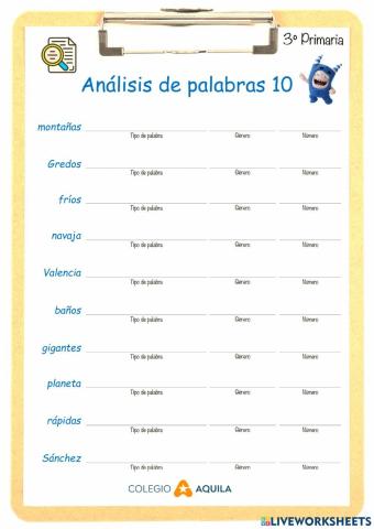 Análisis de palabras T1-10