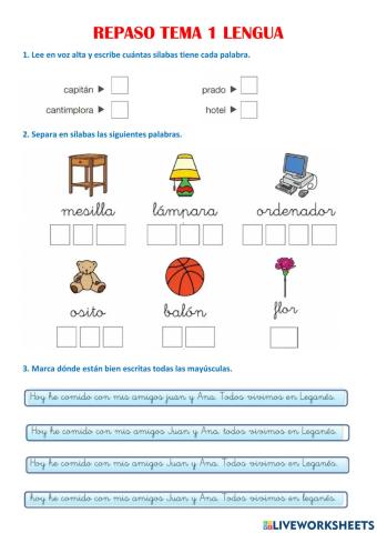 Repaso lengua tema 1