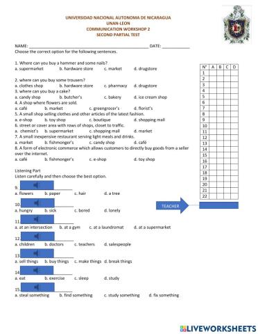 Exam of communication
