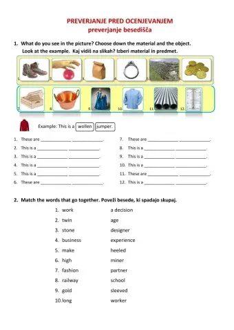 9. razred - preverjanje znanja - besedišče