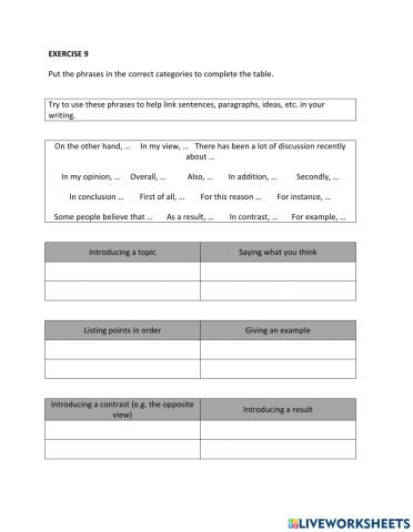 IE1, Unit 6, Vocabulary and Grammar, Exercise 9