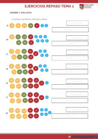 Tema 1. Contar y escribir números