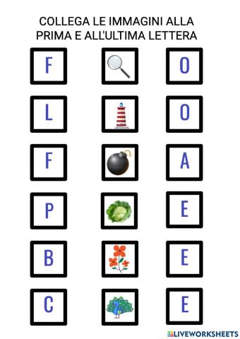 Collega la lettera iniziale e finale