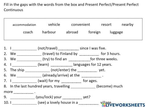 Present Perfect Simple-Continuous Travel