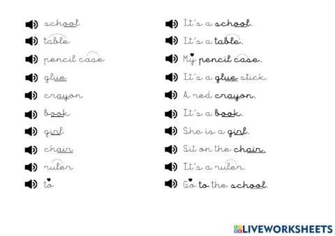 Vocabulary school unit